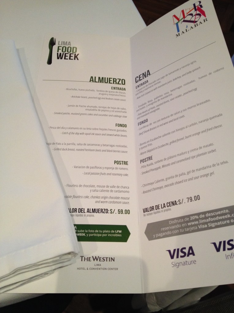 menu - Malabar // asliceofperu