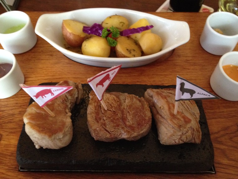 trilogy of meats on a hot volcanic stone, Zig Zag, Arequipa // A Slice of Peru